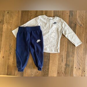 Nike Just Do It Long Sleeve Graphic T-Shirt & Joggers Set - Size 24M